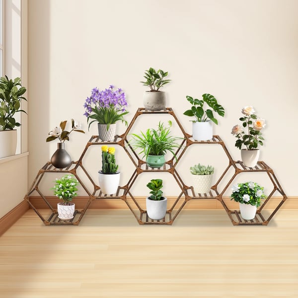 Planteholder, Træ, 11 Hylder, Dimensioner: 231*25*97 cm, Nettovægt: 4,55 kg, Gulvstående