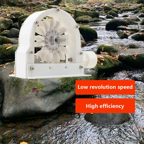 Vandkraftgenerator, 100-300 W effekt, 500-4000 omdr./min hastighedsområde, vandtryk 0,5-2 MPa, holdbart PP-materiale, elegant akryl-design