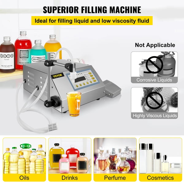 Flydende Fyldemaskine, Rustfrit Stål Konstruktion, Automatisk & Manuel Kontrol,5-3500 ml