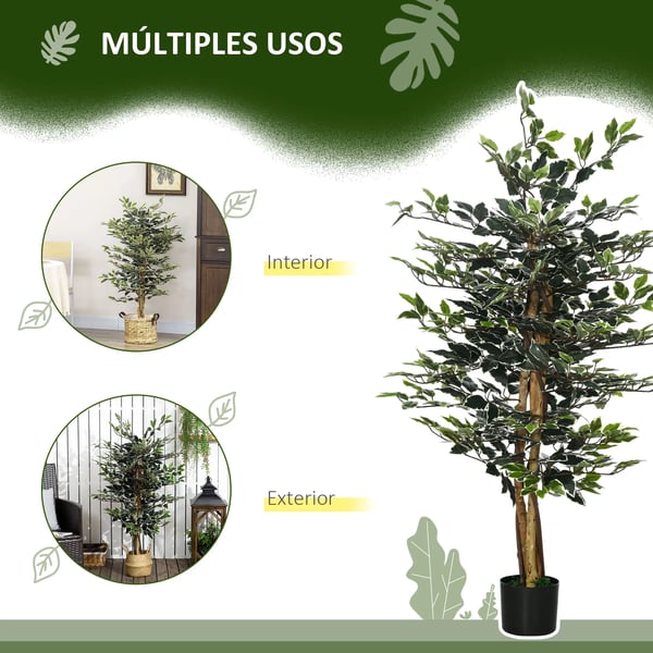 Kunstig Ficus, 130 cm Højde, PE Materiale, Bonsai Stil,Grøn