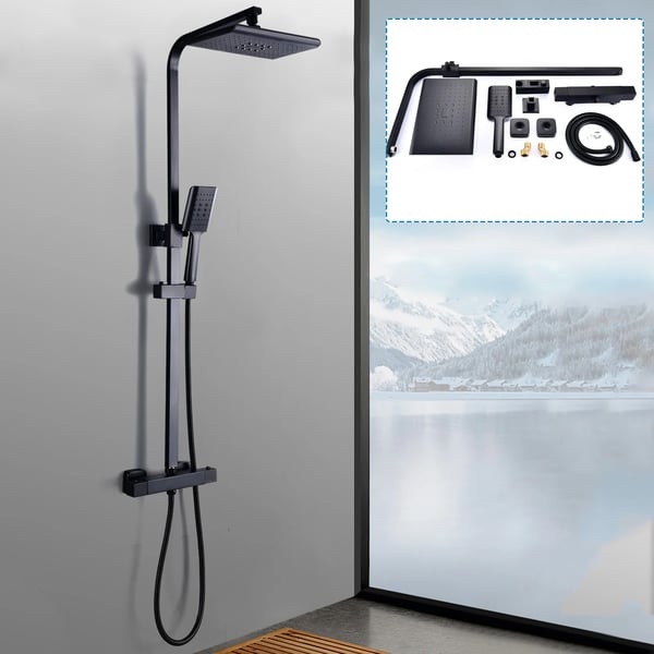Duschsystem, Termostatisk Kontroll, Vattenbesparande Design,svart