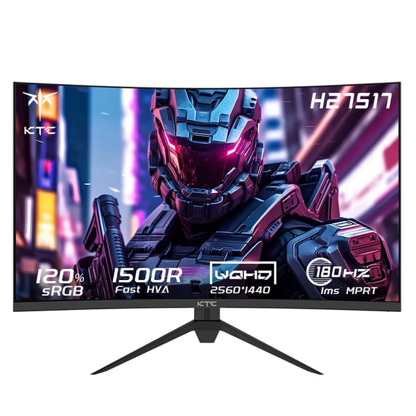 Buet Gaming Skærm, QHD 2560x1440, 180Hz Opdateringshastighed,KTC H27S17, EU stik