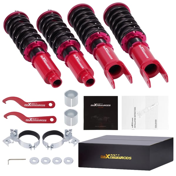 Coilover affjedringskit, 24 klik justering, justerbar højde 1-3 tommer, kompatibel med kompakte biler 92-00, forreste fjederhastighed 8 kg/mm