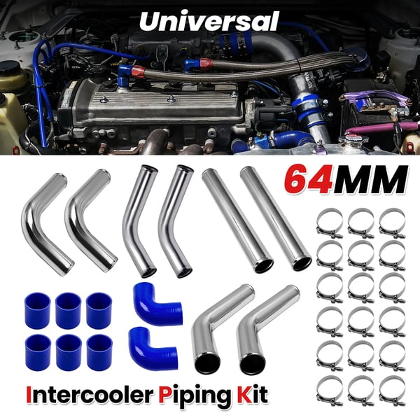 Intercooler Rørkit, 2,5 tommer Diameter, 6061 Aluminium Materiale, Rørtykkelse 1/16 tomme, Universel Kompatibilitet