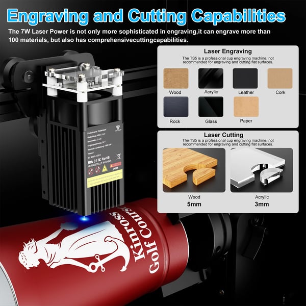 Lasergravering Maskine, Wifi Kontrol, Dual-Mode Drift,TS5