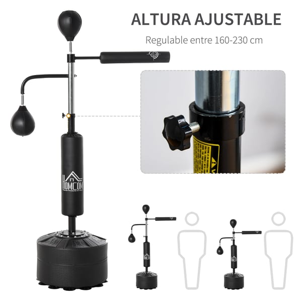 Justerbar Stående Slagpose, Hastighedsbolde, Rotationsstang,Sort