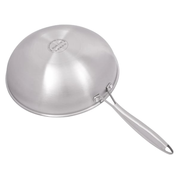 Stegepande, Rustfrit Stål, 30 cm Diameter, Egnet til Gas og Induktion, Tempereret Glaslåg, Non-stick