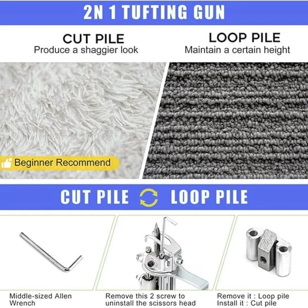 Tufting Gun, Ergonomisk Design, Digital Hastighetskontroll,2 i1 EU PLUG