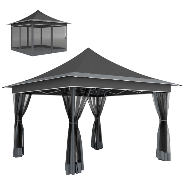 Folding Tent, 3,5m x 3,5m størrelse, 4 myggenet,Mørk Grå