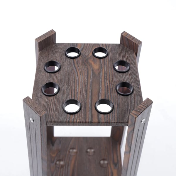 Billardkøholder, 8-huls design, robust trækonstruktion,Brun