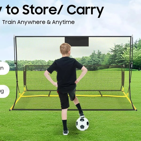 Fotboll Rebounder Nät, Hög Studs Träning, Hållbar Glasfiber Ram,Gul