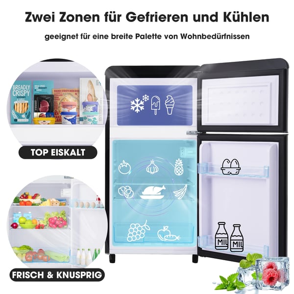 Mini Køleskab, Energi Effektiv, Retro Design,72L, EU