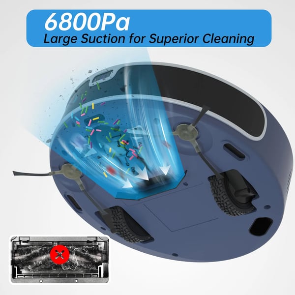 Robotstøvsuger, 6800Pa kraftig sugeevne, Wi-Fi/App/Alexa kontrol, automatisk selvopladning,OKP C5-EU, EU
