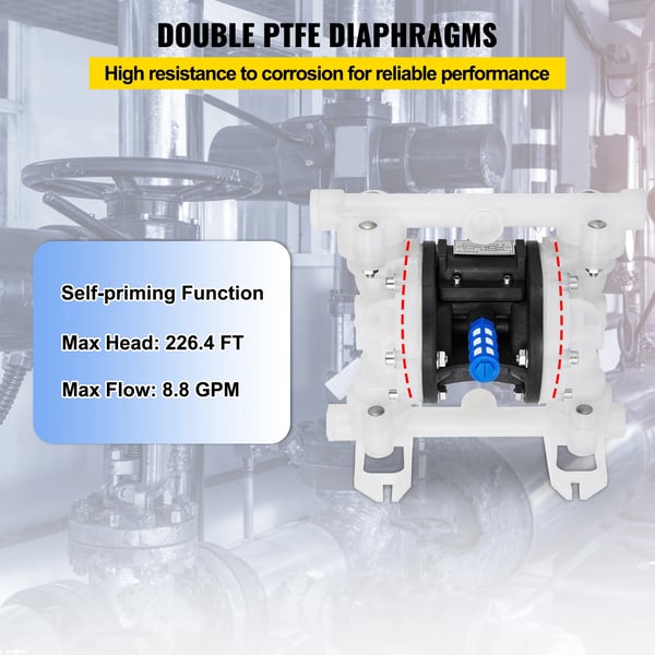 Membranpump, Polypropylenkropp, Hög Flödeshastighet 8,8 GPM,QBY4-15, EU