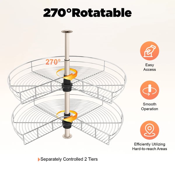 Skab Carousel, Jernmateriale, 270° Drejelig Design, Diameter 710 mm, Højdejusterbar 565-790 mm, Maksimal Belastning 8 kg