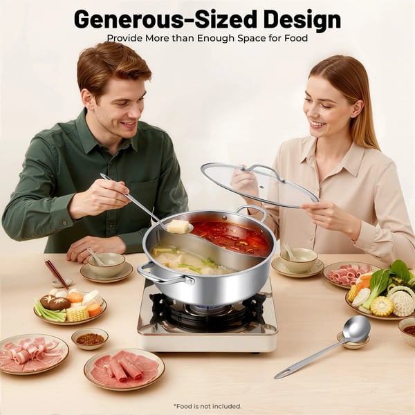 Hot Pot, 304 Rostfritt Stål, Divider Design,silver