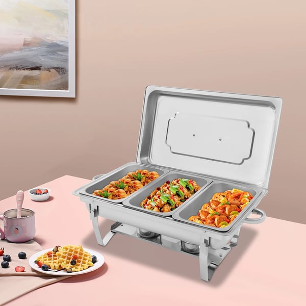 Chafing Dish, 3-kompartment, Justerbar Opvarmning/Køling,Sølv