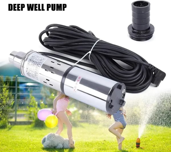 Undervandsvandpumpe, Rustfrit Stål, Solenergi Kompatibel,EU, Sølv, 48V
