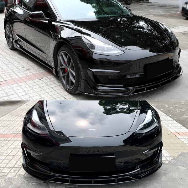Front Bumper Spoiler, Kompatibel med Tesla Model 3, Nem Installation,kulstoflook