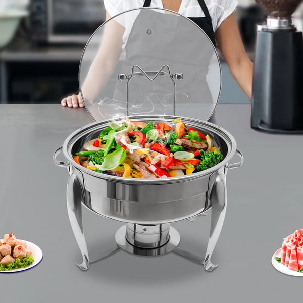 Chafing Dish, Buffetvarmer, Rustfrit Stål Konstruktion,Lys Grå