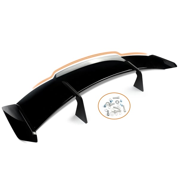 Bagagerums Spoiler, High-Kick GT Stil, Blank Sort, Bolt-On Installation,Glansfuld Sort