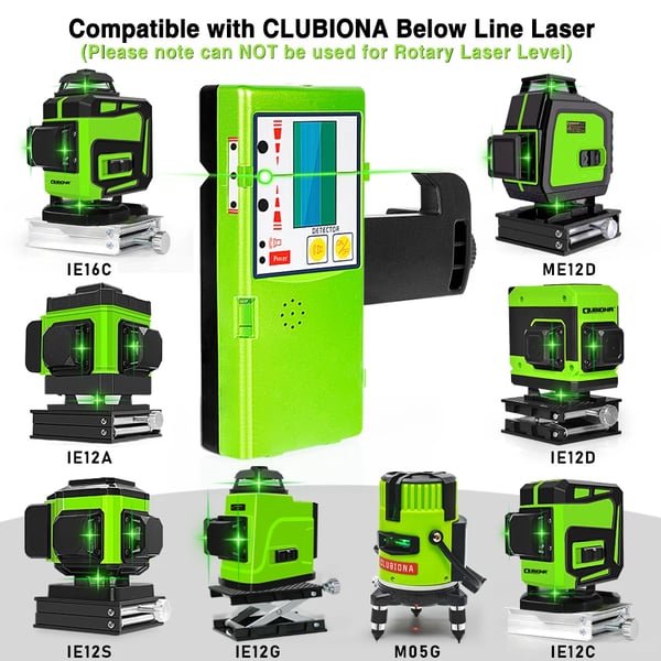 Laser Niveau Modtager, Bølgelængde 635-650 nm, Dimensioner 20x10x9 cm, Modelnummer DC11G, Arbejdsafstand 60 meter, Vægt 0,6 kg