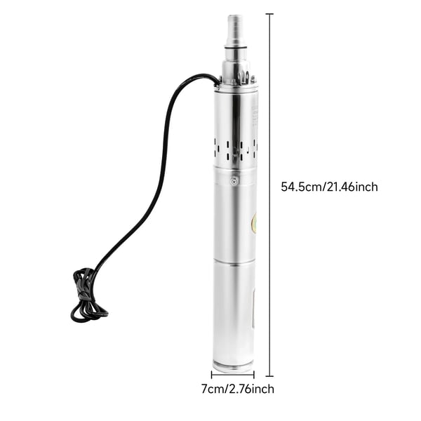 Solvandpumpe, 370W effekt, 65m maksimal løft, 1,8m³/t flowrate,24V, EU