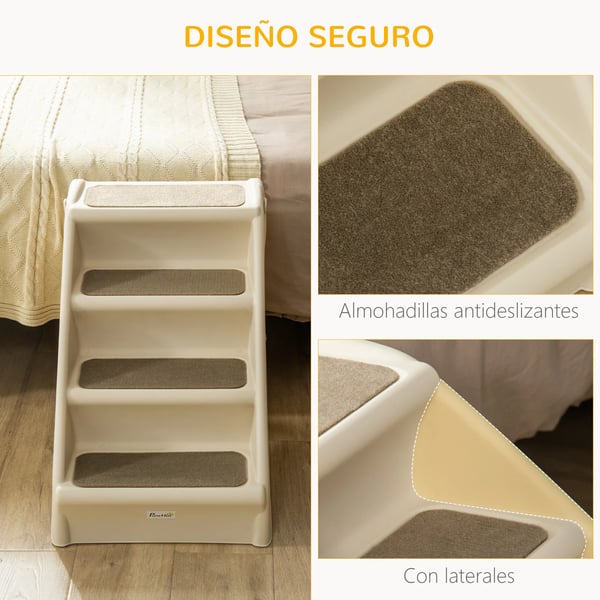 Kæledyrstrin, Holdbart skridsikkert design, Nem adgang for kæledyr,Beige, 67X38X49.5 cm