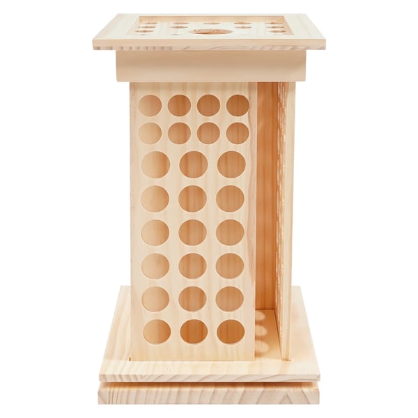 Eterisk Olja Flaskställ, 125 Hål, Rotbart Design,ljus gul, Trä