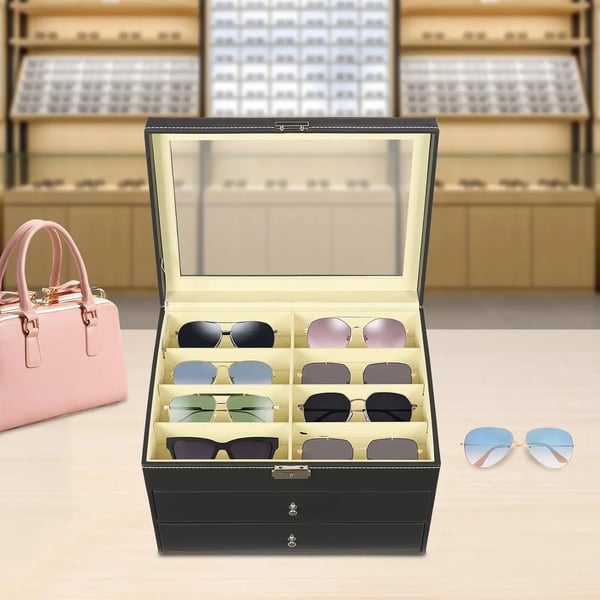 Sunglasses Opbevaringsorganisator, Holdbart Design, Moderne Æstetik,sort, L