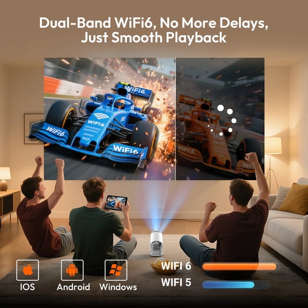 Projektor, 12000 Lumen, 4K Kompatibilitet, Wi-Fi 6 og Bluetooth 5.0