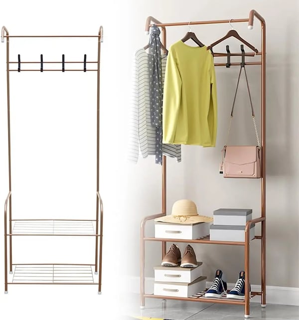 Garderobe, Holdbart Metal Design, Dobbelt Lagerrum,Brun
