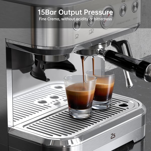 Espressomaskin, Kvarn, Mjölkskummare,Silver
