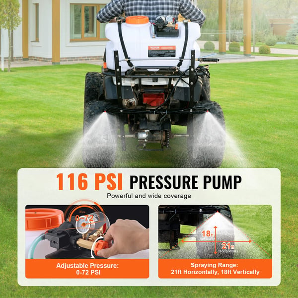 ATV Spot Sprayer, 60L kapacitet, 1.9 GPM flow rate, justerbar bom,15gal