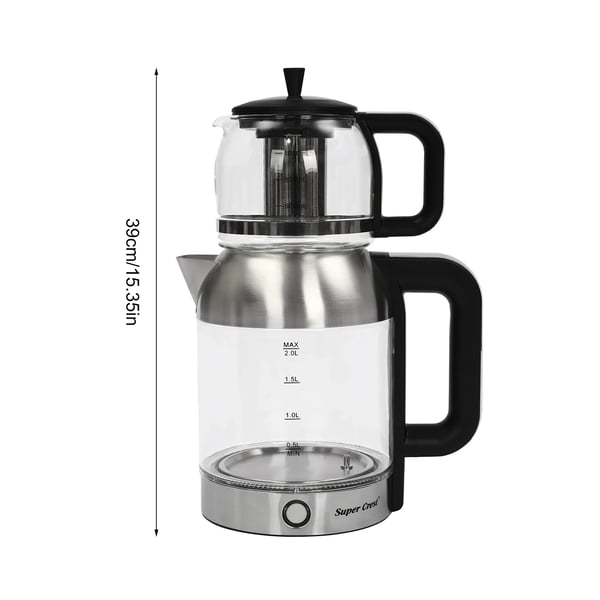 Elektrisk Tyrkisk Teemaskine, Dobbelt Teapot Design, Sikkerhedsfunktioner,sort