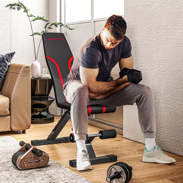 Vægtbænk, Justerbar Incline, Sammenklappeligt Design,sort