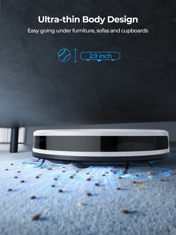 Robotstøvsuger, 4000Pa Sugeevne, Smart Navigation,EU, Evol 3S-Hvid
