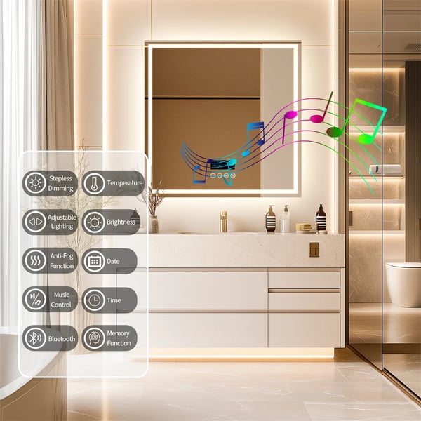 LED-kylpyhuonepeili, Bluetooth-kaiutin, älykäs näyttö,80 cm (32 tuumaa)
