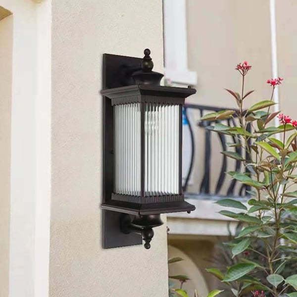 Havevæg lampe, Rustbestandig, Vandtæt, E27 Kompatibel,Sort, Varmt Lys, 30W