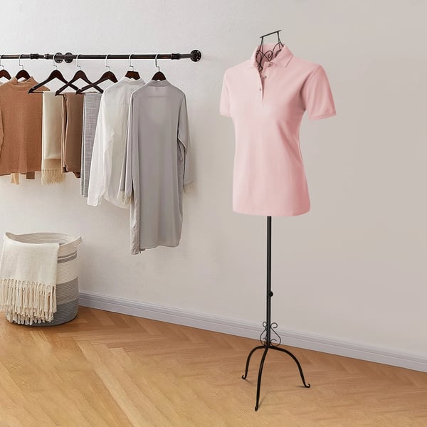 Mannequin Kjoleform, Justerbar Højde 140-160 cm, Jernkonstruktion, Skulderbredde 32 cm, Halsomkreds 10,5 cm, Taljemål 19 cm