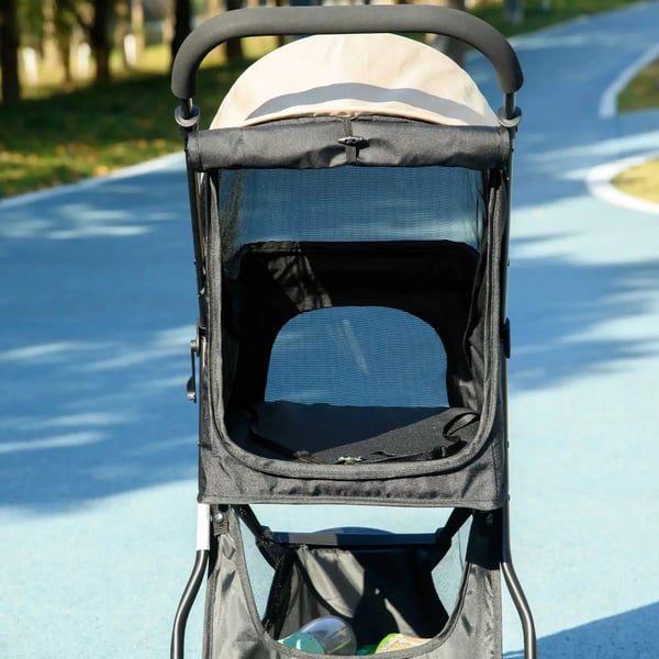 Hundetransportvogn, sammenklappelig, inkluderer regnslag,Khaki