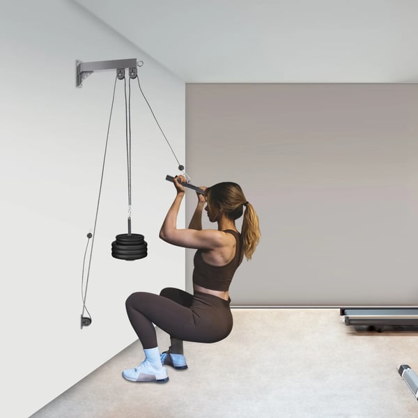 Fitness Pulley Kabel Sæt, Vægmonteret Design, Alsidige Øvelser,sort
