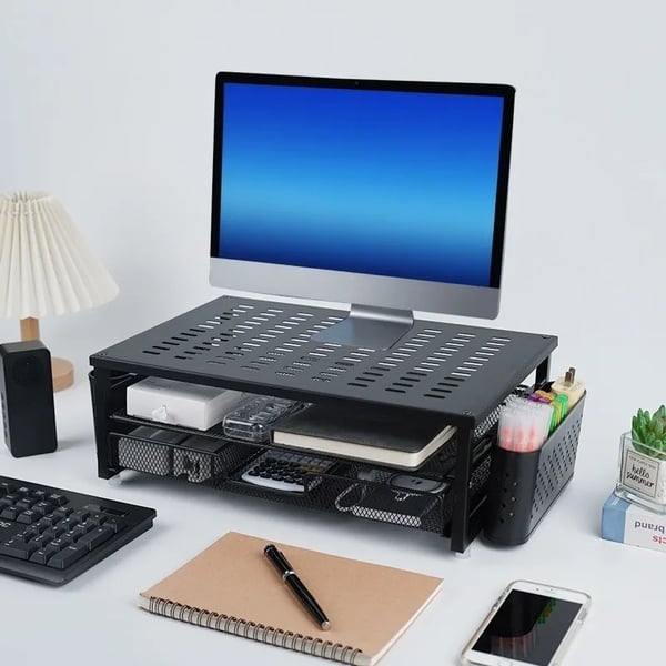 Monitorställ, Ergonomisk Design, Elegant Organisatör,svart