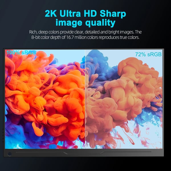 Bärbar Spelmonitor, 17,3 Tum 144Hz Uppdateringsfrekvens, 2560x1440 IPS Skärm,Eu plugg