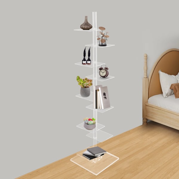 Bogreol, Akrylmateriale, Dimensioner 40 x 40 x 173,5 cm, 9 Hylder, Moderne Stil, Rektangulær Form