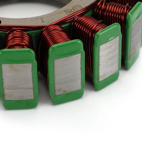 Generatorstator, højkvalitets kobber, 58 mm indre diameter, 129,8 mm ydre diameter, 7 stik, 18 poler
