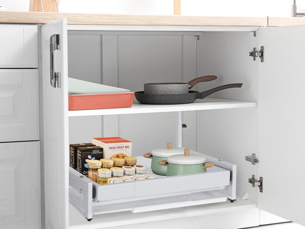 Vaskestativ, teleskopisk design, justerbar højde,1-niveau, S, Hvid