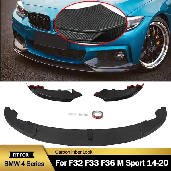 Bumper Lip Splitter, Stilfuldt Design, Holdbart Materiale, Kompatibel med BMW,Kulfiberlook