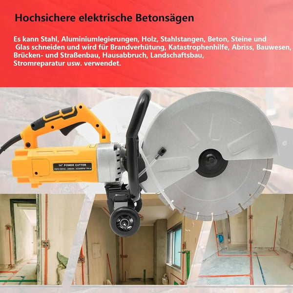 Stenklipper, 3000 W, 350 mm klinge, 4200 omdr./min hastighed, 220 V spænding, 15,5 kg bruttovægt