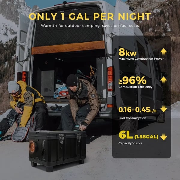 Diesel Luftvarmer, Bluetooth Kontrol, Bærbart Design,8KW